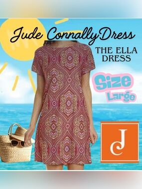 Jude Connally Ella Dress in Paisley Medallion Hot Pink, size large